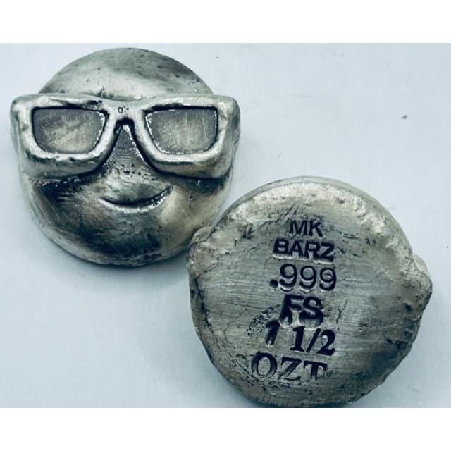 1.5 Oz MK BarZ Cool Shades“ Happy Sunglasses Emoji Hand Poured.999 FS Bar