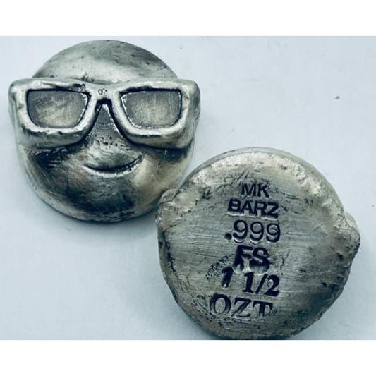 1.5 Oz MK BarZ Cool Shades“ Happy Sunglasses Emoji Hand Poured.999 FS Bar