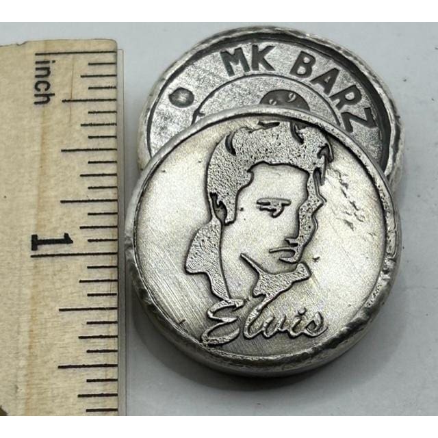 1 Oz MK BarZ Elvis Hand Poured Round.999 Fine Silver