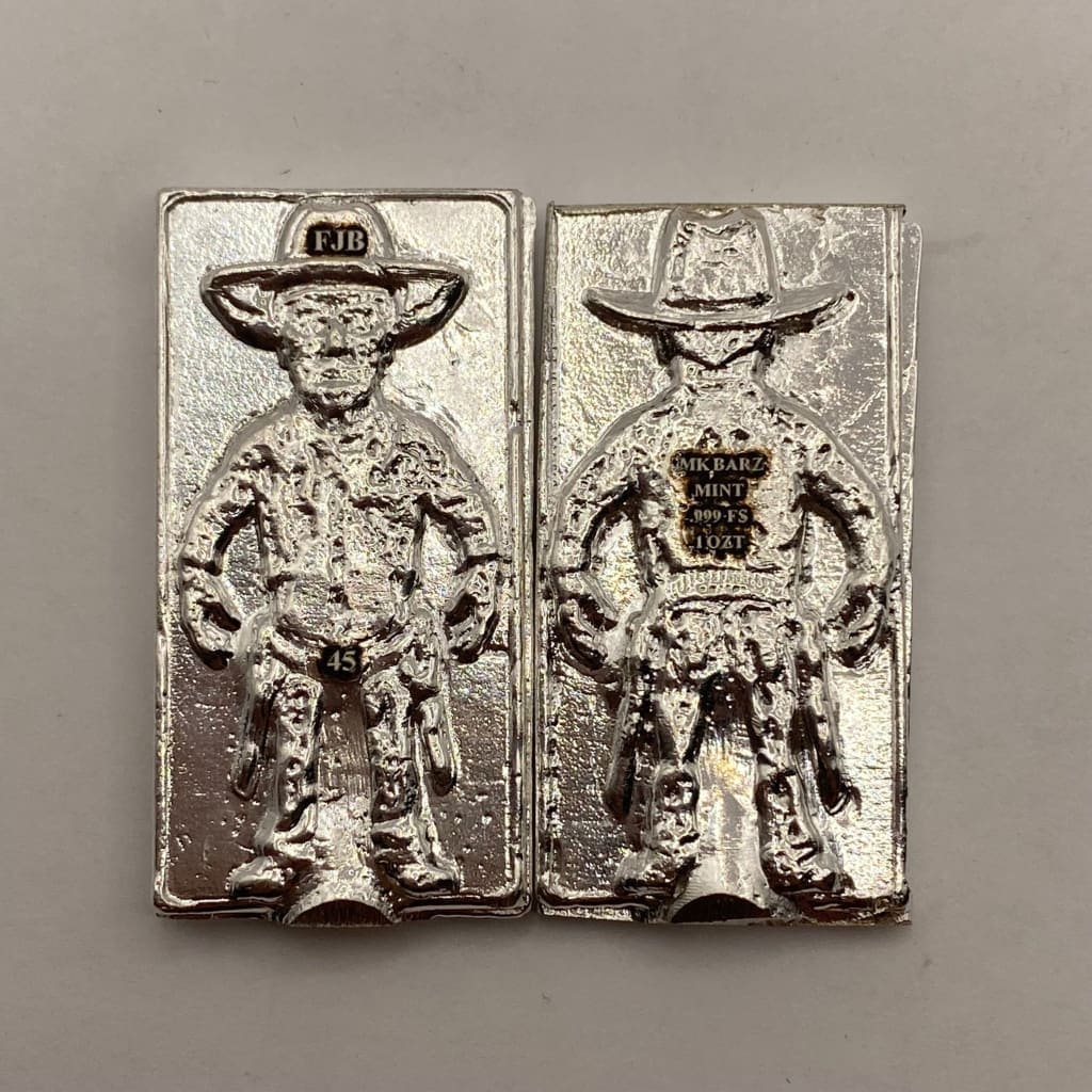 1 Oz MK BarZ FJB Cowboy Hand Poured & Lasered.999 FS Bar
