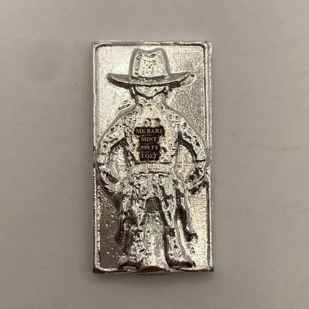 1 Oz MK BarZ FJB Cowboy Hand Poured & Lasered.999 FS Bar