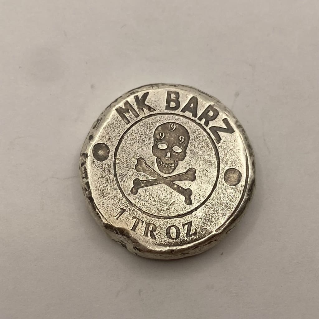 1 ozt MK BarZ Guardian of the Afterlife: Anubis Round Hand Poured Stamped.999 FS