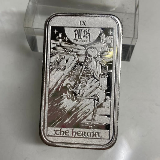 1 Ozt MK BarZ Mint The Hermit Tarot Card Art Bar.999 FS