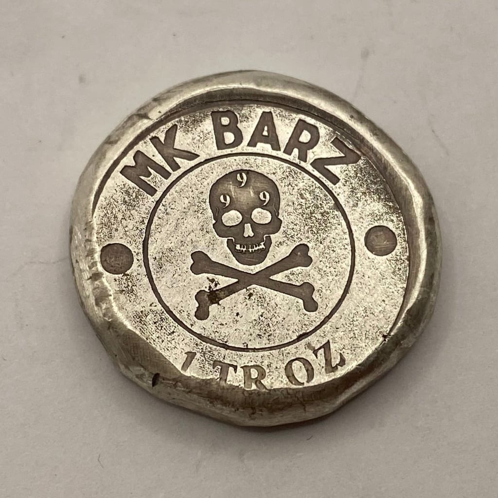 1 ozt MK BarZ Pirate’s Plunder: 2023 Piracy Hand Poured Stamped Round.999 FS