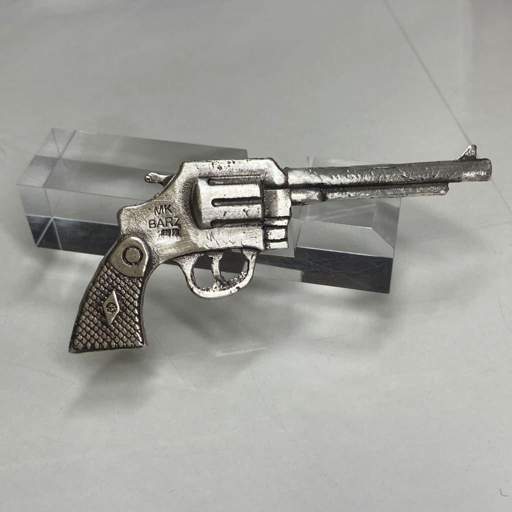 @1 Ozt MK BarZ Silver Six-Shooter Revolver Gun Hand Poured.999 FS Bar