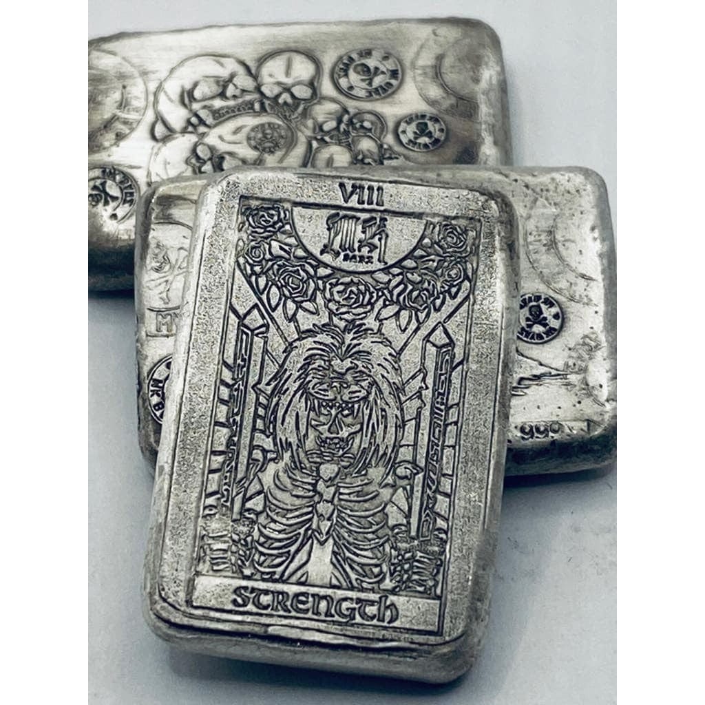 1 Ozt MK BarZ Strength Tarot Card Weight Bar.999 Fine Silver