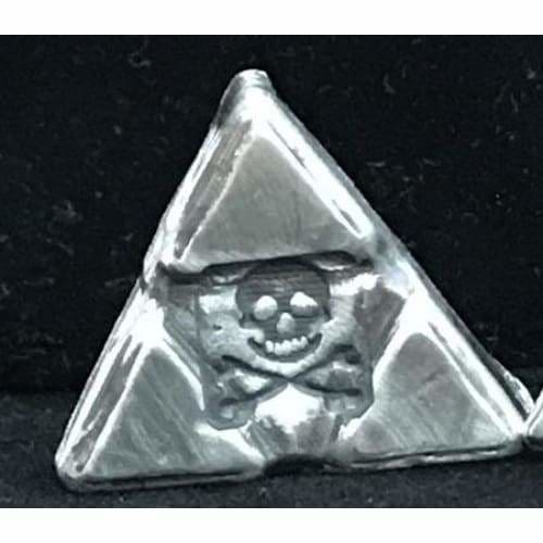 1 Ozt MK BarZ TRI SKULL TRIANGLE Skull Stamped.999 FS - Silver bullion