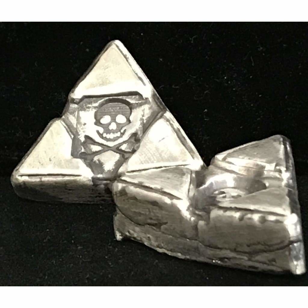 1 Ozt MK BarZ TRI SKULL TRIANGLE Skull Stamped.999 FS - Silver bullion