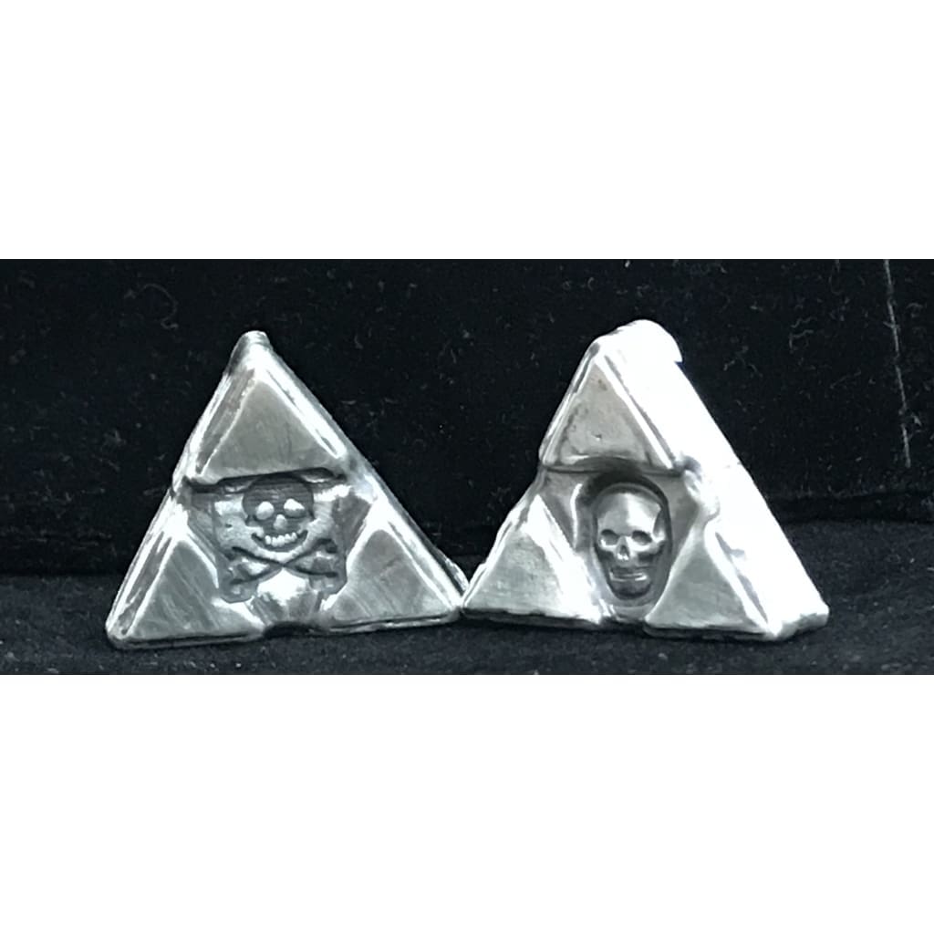 1 Ozt MK BarZ TRI SKULL TRIANGLE Skull Stamped.999 FS - Silver bullion