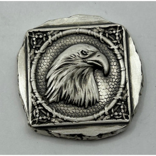 1 Troy Oz. MK BarZ Majestic Eagle Stamped Square.999 Fine Silver
