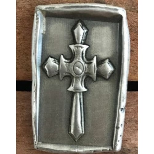 1 TR/OZ MK BarZ KNIGHTS TEMPLAR CROSS 3D Stamped Bar Hand Poured.999 FS