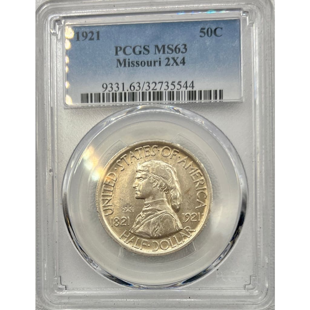 1921 PCGS MS63 MISSOURI 2X4 50 CENT