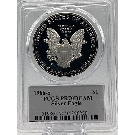 1986 - S PCGS PR70DCAM SILVER EAGLE DOLLAR