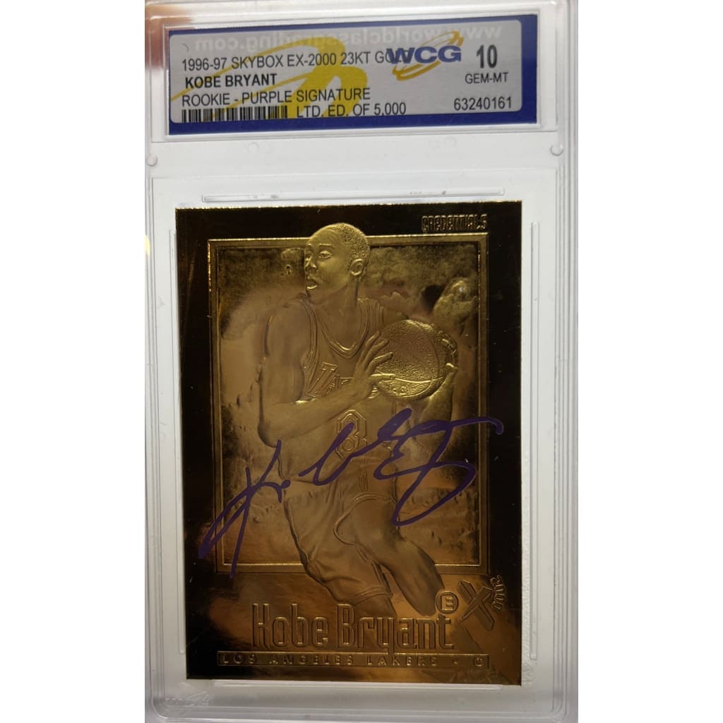 1996-97 SKYBOX EX2000 23KT GOLD KOBE BRYANT ROOKIE PRUPLE SIGNATURE SLABBED