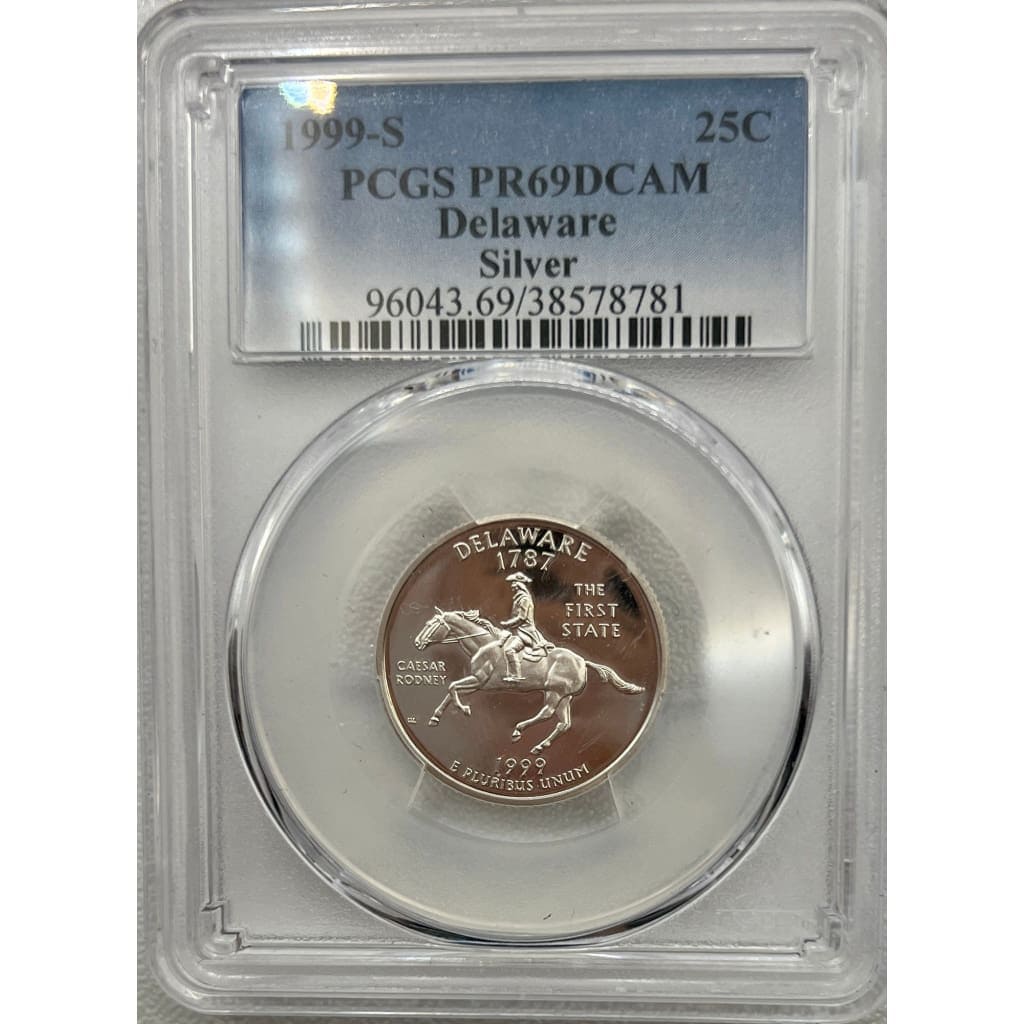 1999-S PCGS PR69DCAM DELAWARE 25 CENT
