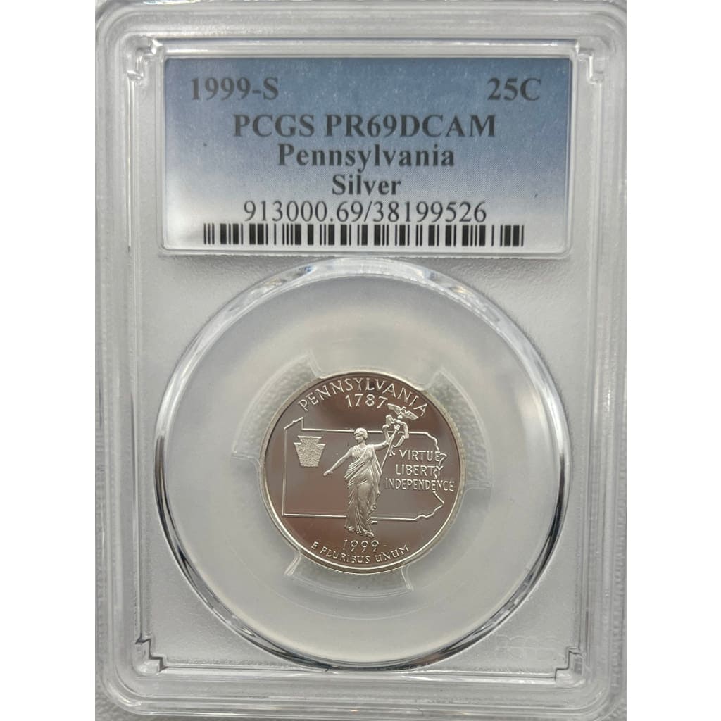 1999-S PCGS PR69DCAM PENNSYLVANIA 25 CENT