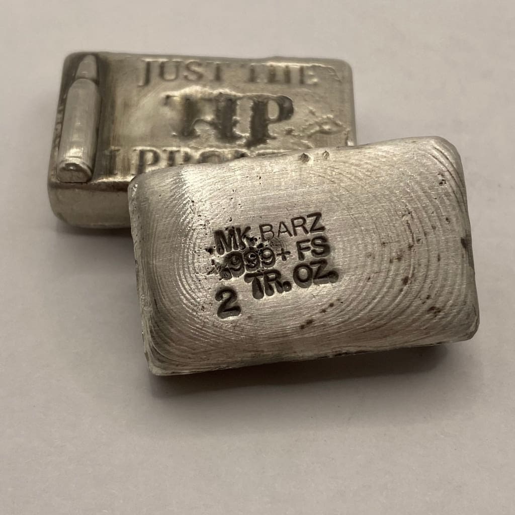 2 Oz MK BarZ Just The Tip I Promise Bar Hand Poured.999 Fine Silver