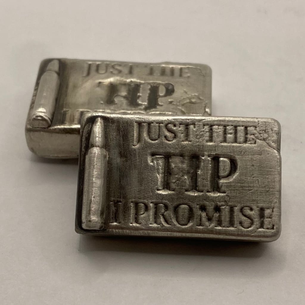 2 Oz MK BarZ Just The Tip I Promise Bar Hand Poured.999 Fine Silver