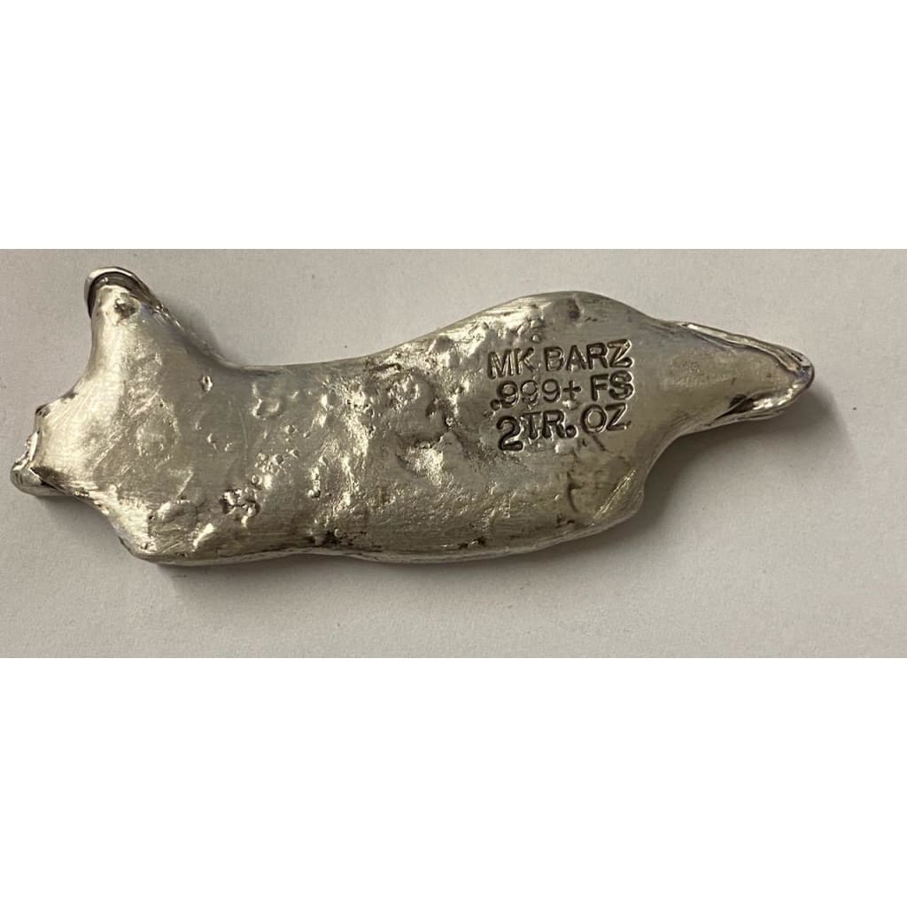 2 Ozt MK BARZ F-16 Fighter Jet Bar Hand Poured.999 FS - silver bullion