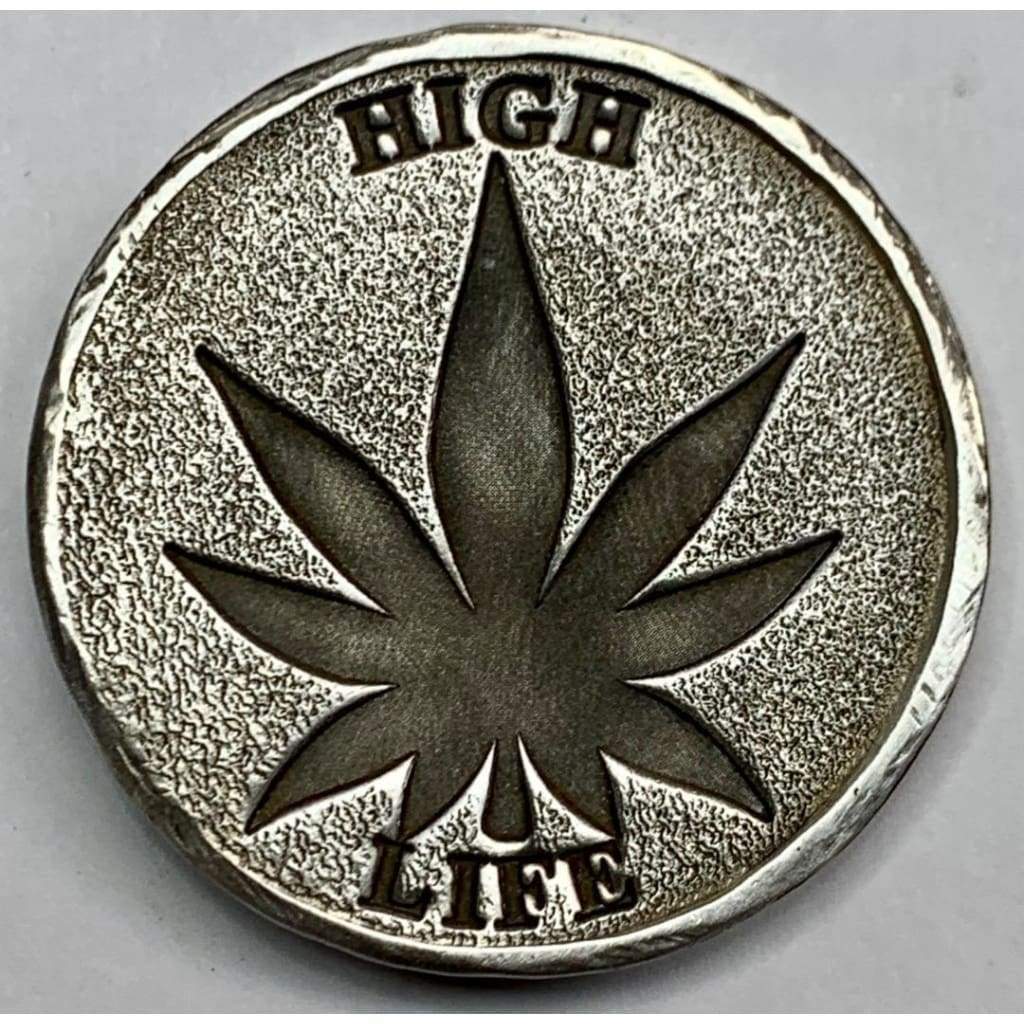 2 Ozt MK BarZ High Life Weed Round Hand Poured.999 Fine Silver - Silver bullion