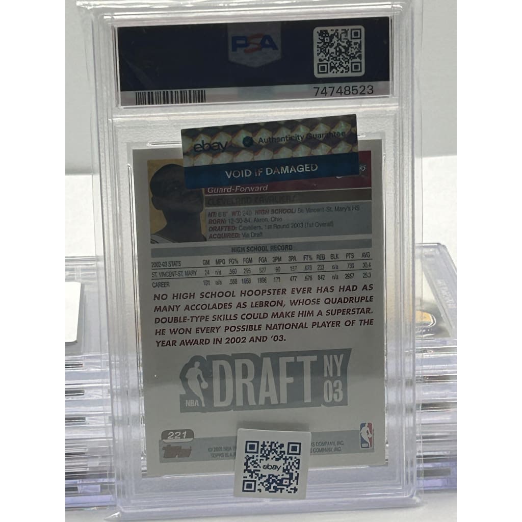 2003 TOPPS LeBRON JAMES DRAFT #221 MINT SLABBED PSA