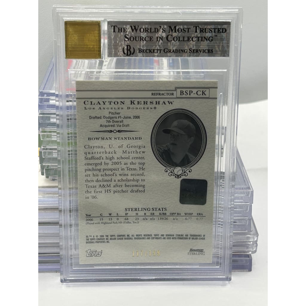 2006 CLAYTON KERSHAW BOWMAN 117/199 PROSPECTS STERLING AUTOGRAPH FRACT 9 MINT BECKETT*