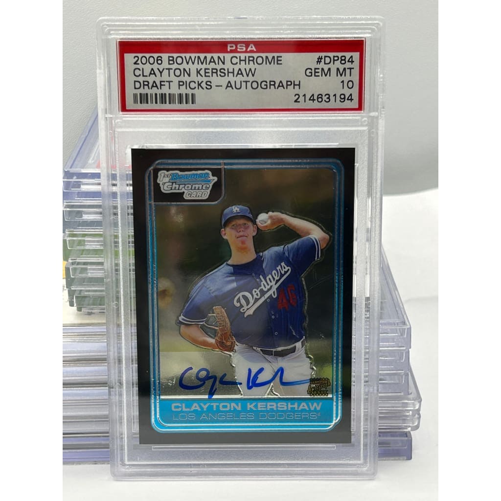 2006 CLAYTON KERSHAW BOWMAN DRAFT PICKS CHROME AUTOGRAPH 10 MINT PSA