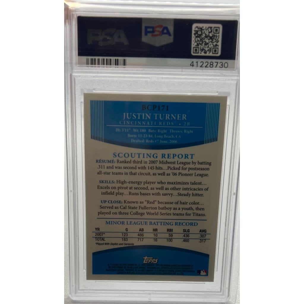 2008 BOWMAN CHROME #BCP171 JUSTIN TURNER PROSPECTS SLABBED
