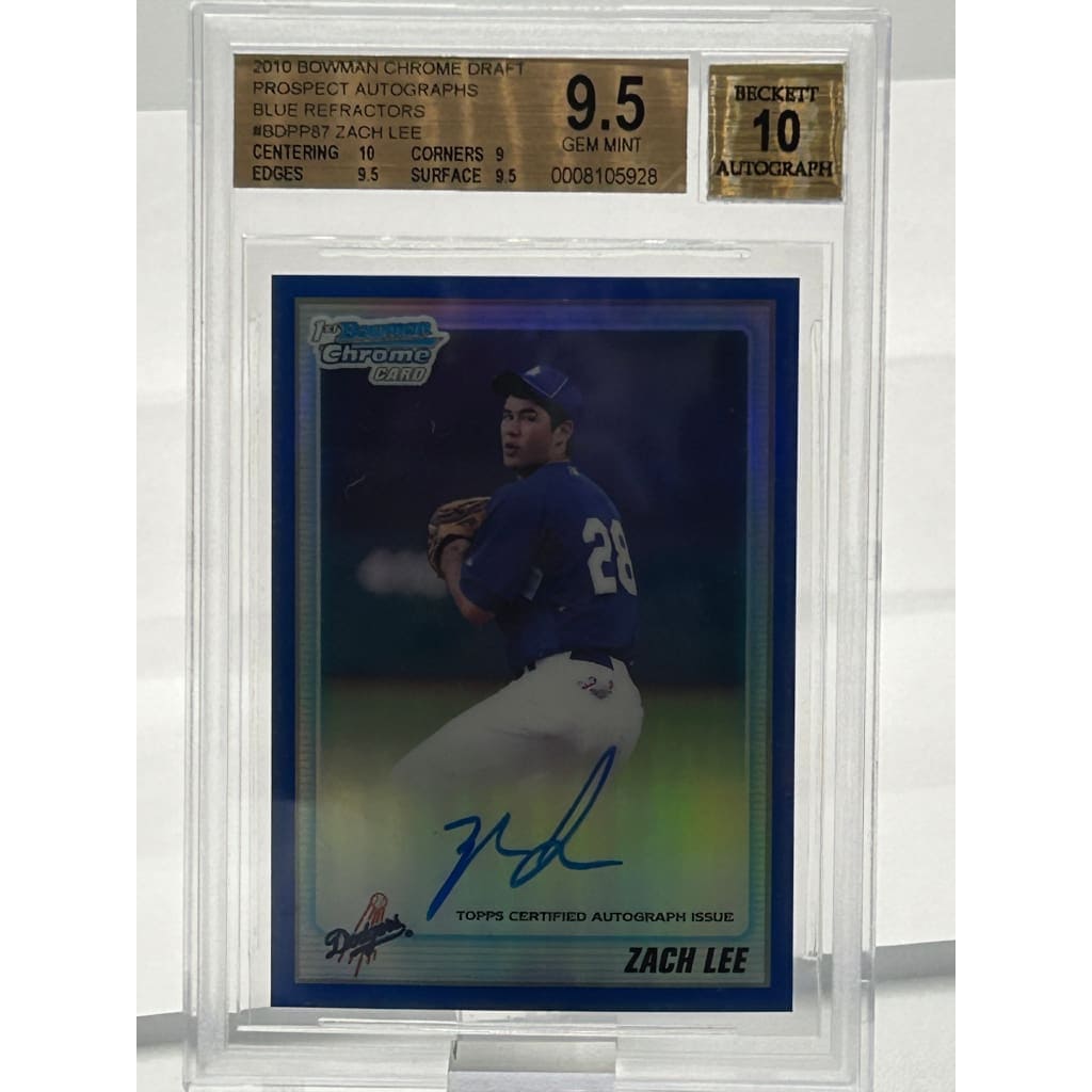 2010 BOWMAN CHROME DRAFT 9.5 #ZACK LEE #106/150 PROSPECT AUTOGRAPHED SLABBED