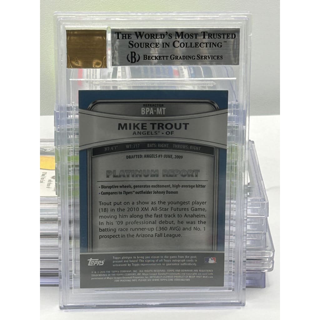 2010 BOWMAN MIKE TROUT MINT 9 PLATINUM PROSPECT AUTOGRAPHED BECKETT