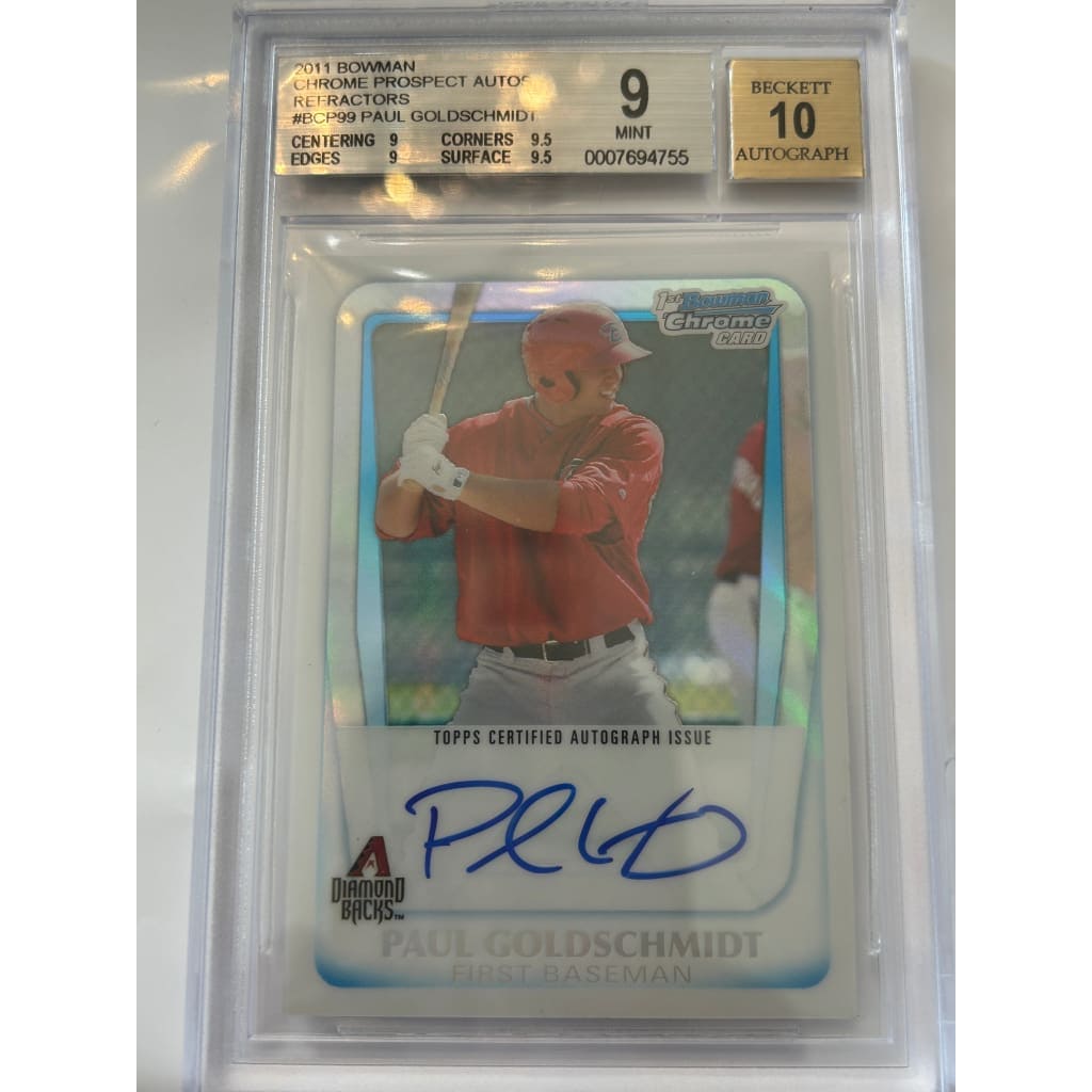 2011 PAUL GOLDSCHMID BOWMAN 386/500CHROME PROSPECT AUTOGRAPH FRACT 9 MINT BECKETT