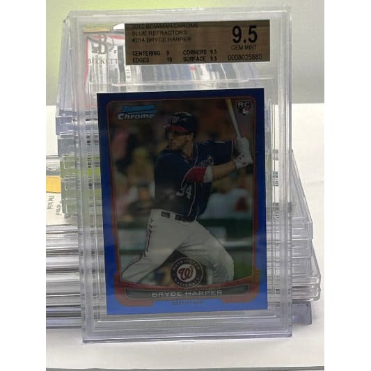 **2012 BRYCE HARPER BOWMAN 028/250 CHROME BLUE FRACT 9.5 MINT BECKETT