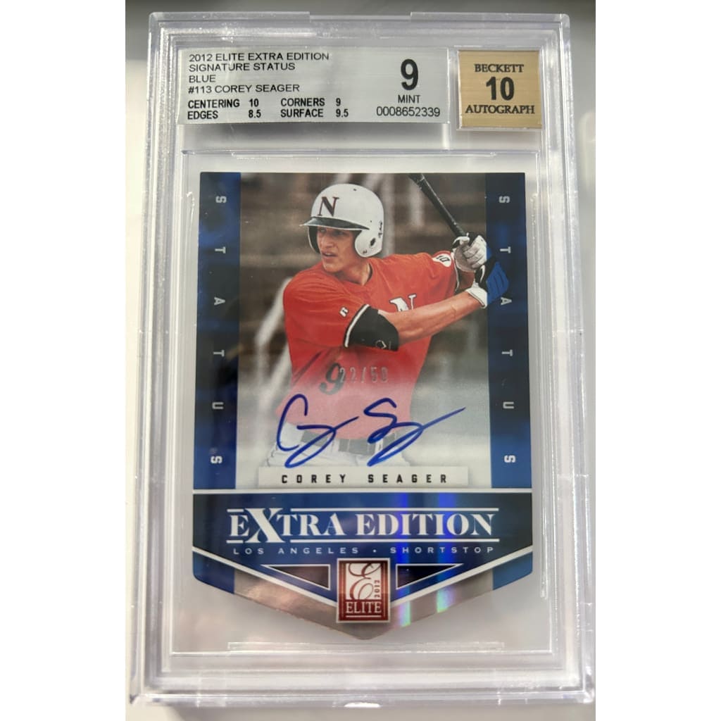 2012 COREY SEAGER ELITE EXTRA EDITION SIGNATURE STATUS 22/50 MINT 9 BECKETT