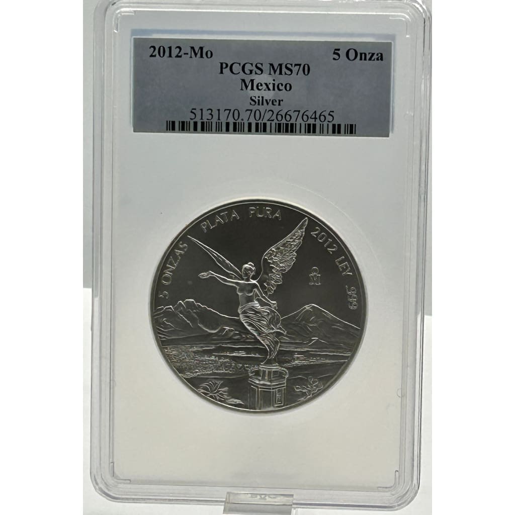 2012-Mo MEXICO PCGS MS70 5 ONZA SILVER