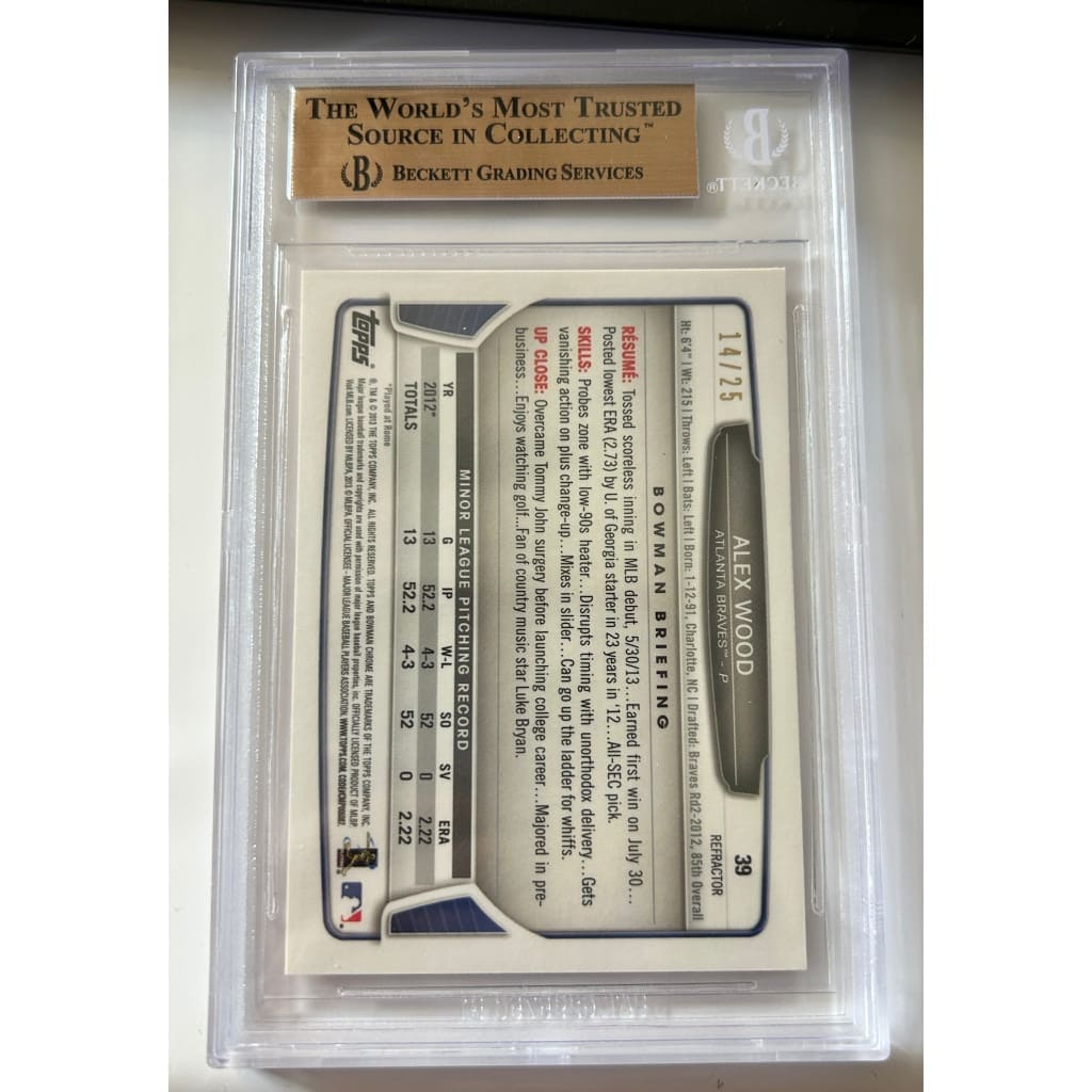 2013 ALEX WOOD BOWMAN CHROME DRAFT 14/25 ORANGE REFRAC. MINT 9.5 BECKETT