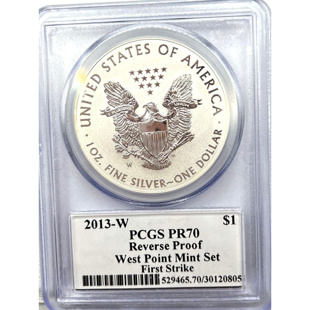 2013-W PCGS PR70 REVERSE PROOF WEST POINT FIRST STRIKE DOLLAR