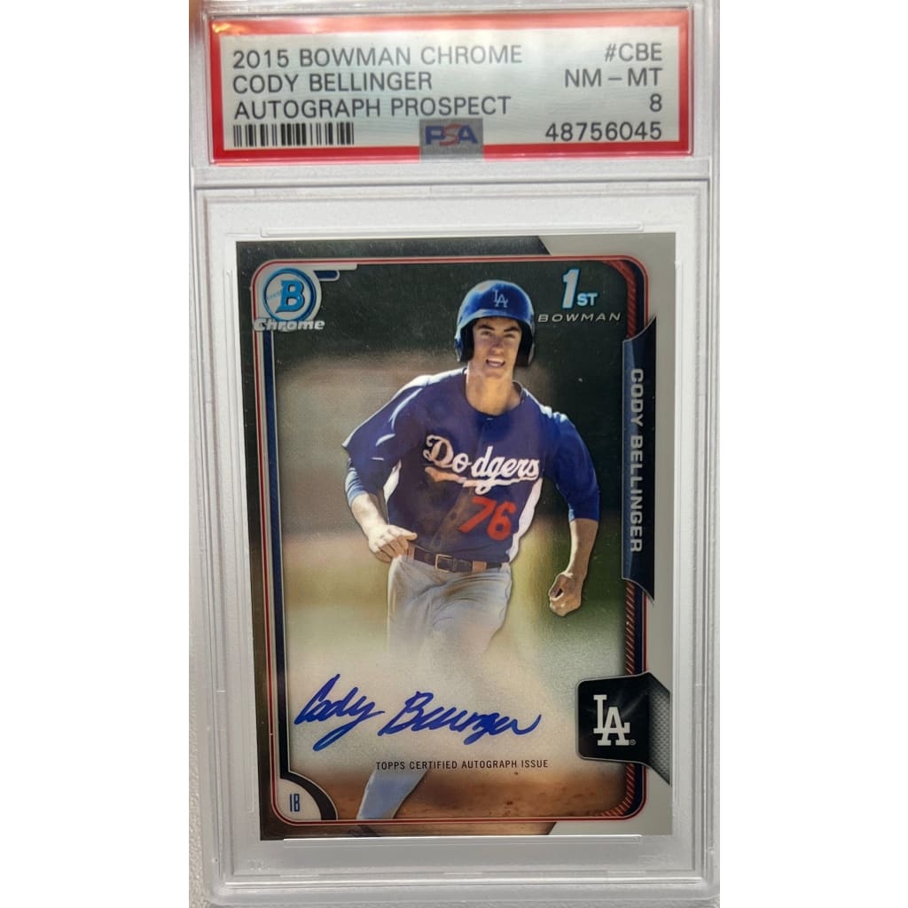 2015 BOWMAN CHROME #CBE CODY BELLINGER AUTOGRAPH PROSPECT SLABBED