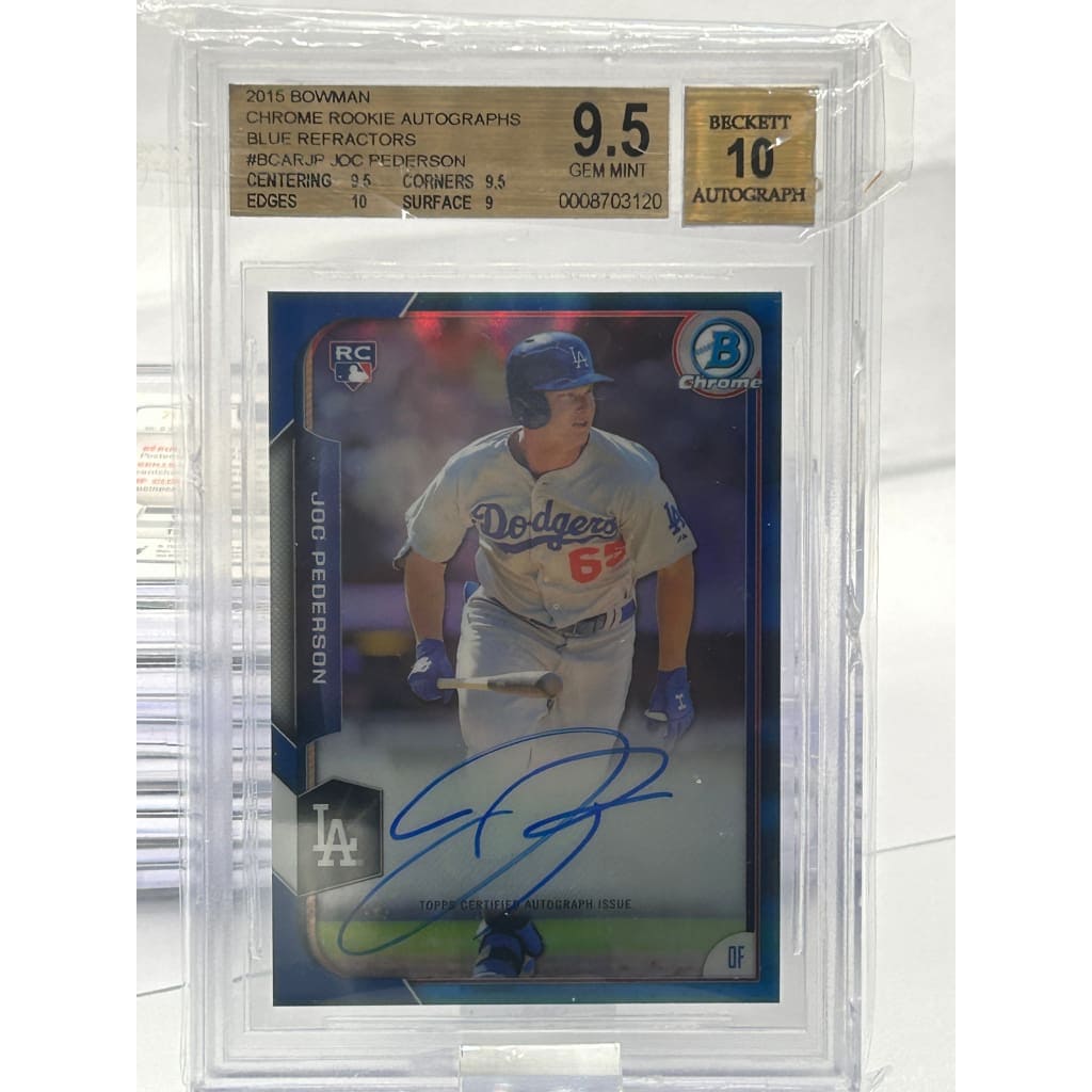 2015 BOWMAN CHROME ROOKIE 9.5 JOC PEDERSON AUTOGRAPHED SLABBED