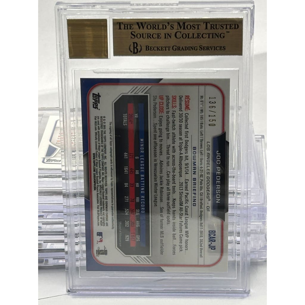 2015 BOWMAN CHROME ROOKIE 9.5 JOC PEDERSON AUTOGRAPHED SLABBED