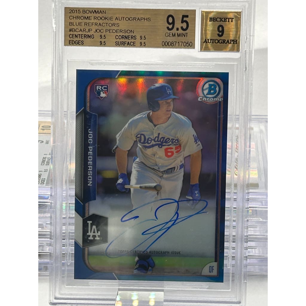 2015 BOWMAN CHROME ROOKIE 9.5 JOC PEDERSON AUTOGRAPHED SLABBED