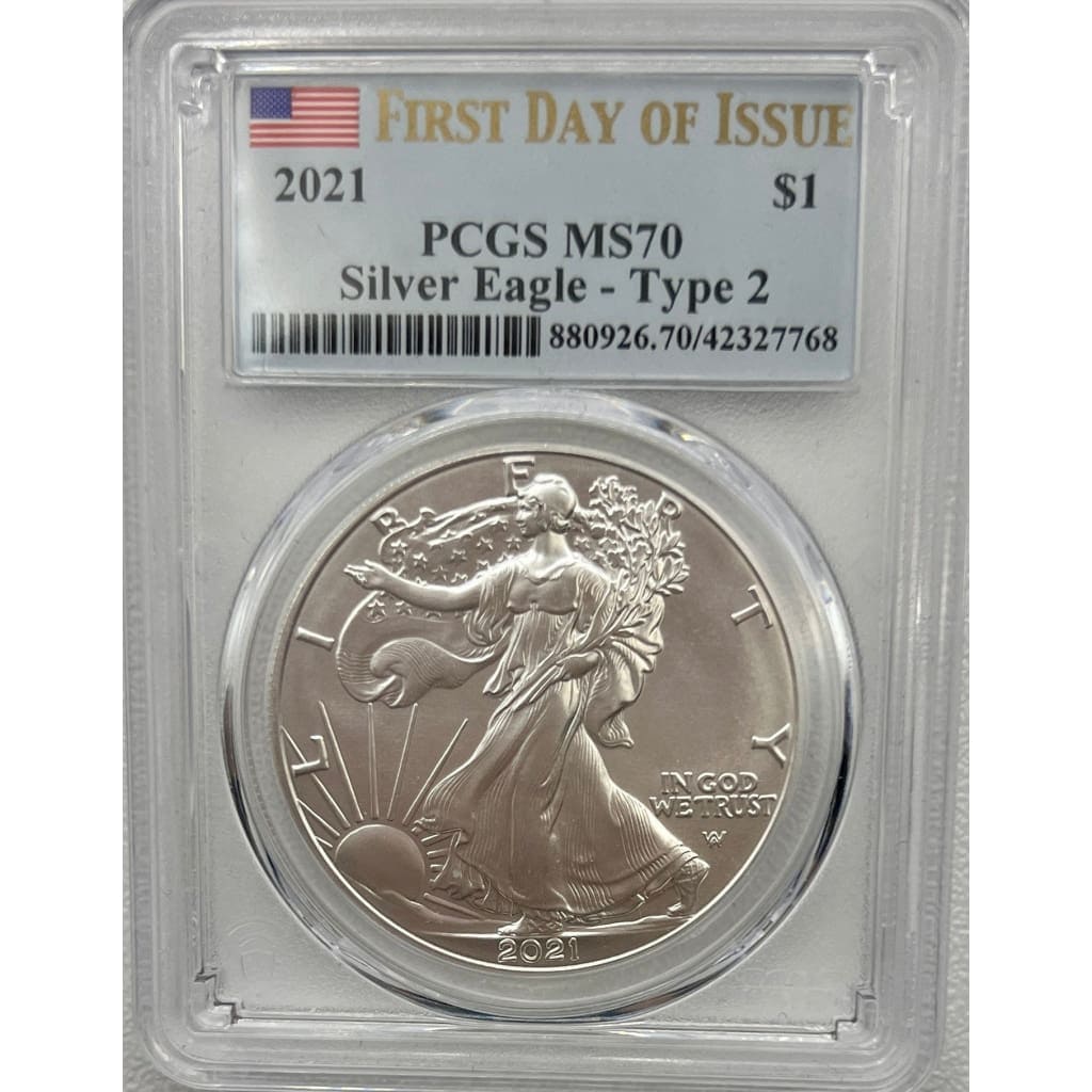 2021 PCGS MS70 SILVER EAGLE-T2 DOLLAR