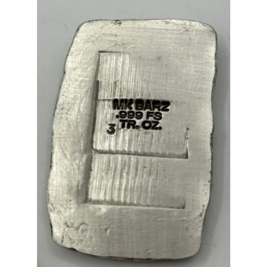 3 Oz MK BarZ No Troop Left Behind Soldier Tribute Stamped Bar.999 Fine Silver