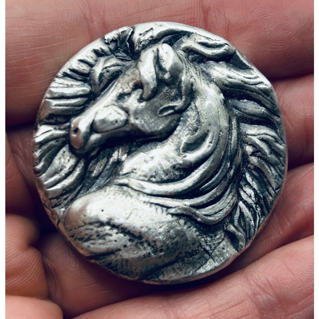 3 oz MK BarZ Serenade of the Silver Steed: Art Nouveau Horse Stamped.999 Fine Silver Bar
