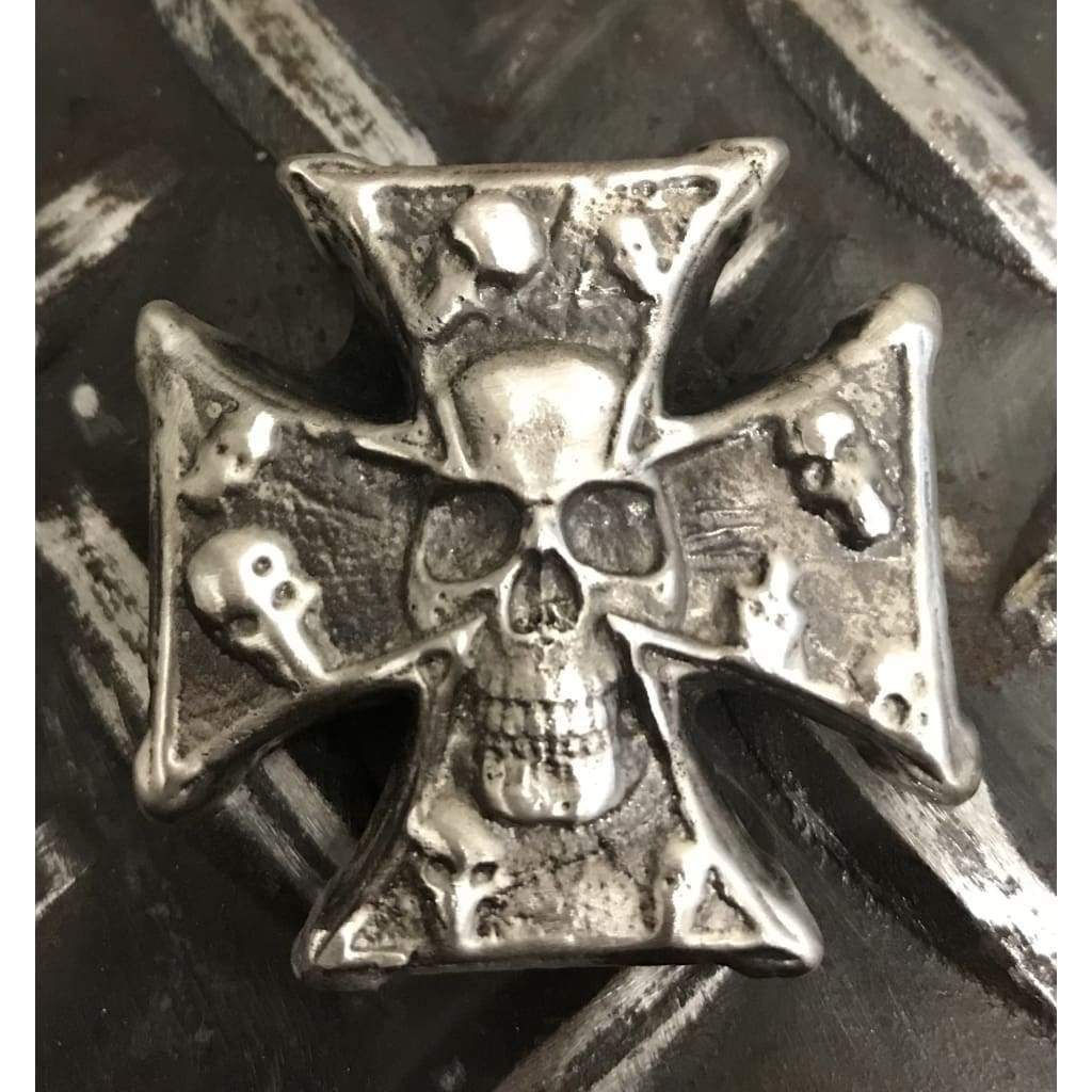 3 Troy Oz. MK BarZ Military Skull Cross.999 FS Sand Last LTD - Silver bullion