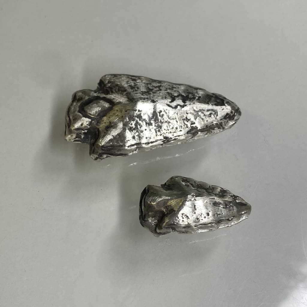 @.4 Troy oz MK BarZ Arrowhead Hand Poured.999 fine silver