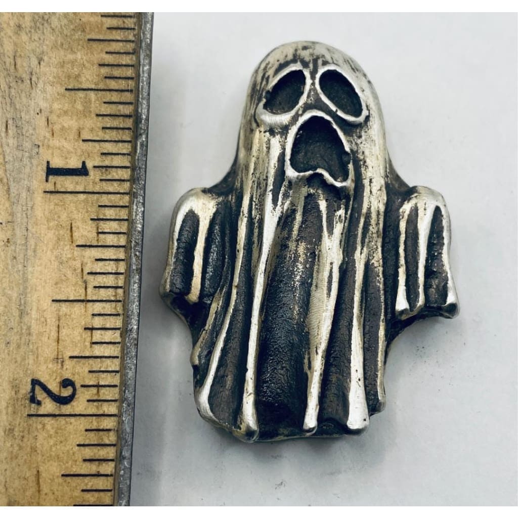 4 Troy Oz MK BarZ Creepy Ghost Sand Cast Round.999 FS