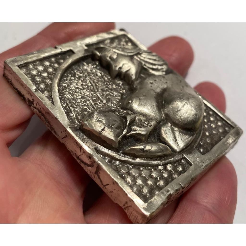 @5.28 Oz MK BarZ "Skelton Mommy Issues" 2D Framed Sand Cast Picture .999 FS by Heber - MK BARZ AND BULLION