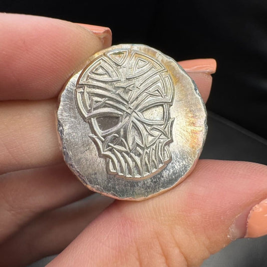 .5 oz MK BarZ ’Celtic Skull’ Hand Poured Round.999 FS