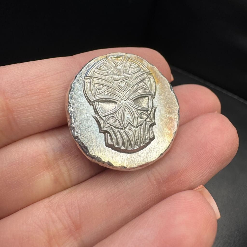 .5 oz MK BarZ ’Celtic Skull’ Hand Poured Round.999 FS