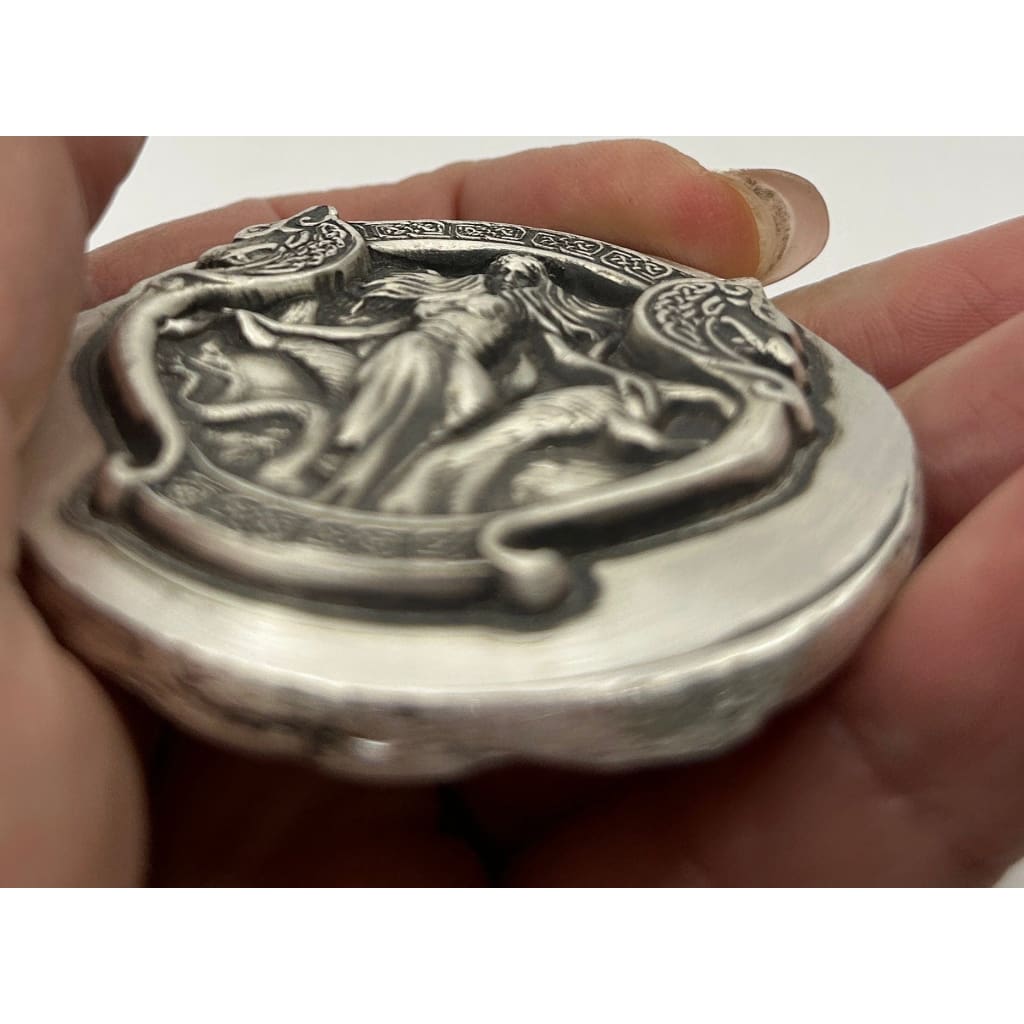 3 oz MK BarZ Enchanting Dragon’s Waltz Art Nouveau Lady Stamped.999 Fine Silver Bar